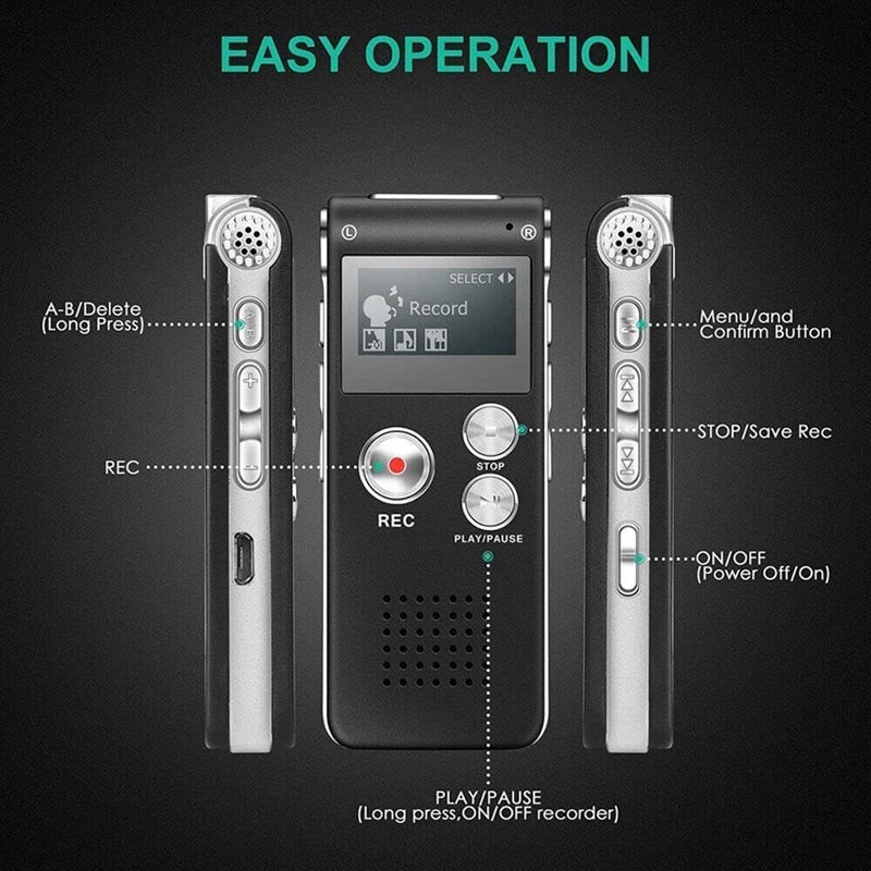 Phantom Pro EVP Recorder- 8GB Voice-Activated USB, Sleek Black Design for Ultimate Ghost Hunting Adventures.