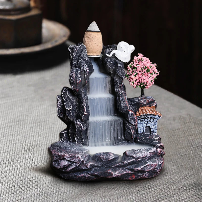 Tranquil Cascade Backflow Incense Burner – Mountain River Aromatherapy Ornament