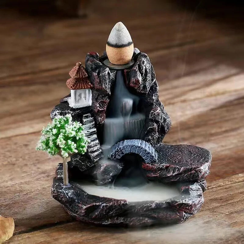 Tranquil Cascade Backflow Incense Burner – Mountain River Aromatherapy Ornament