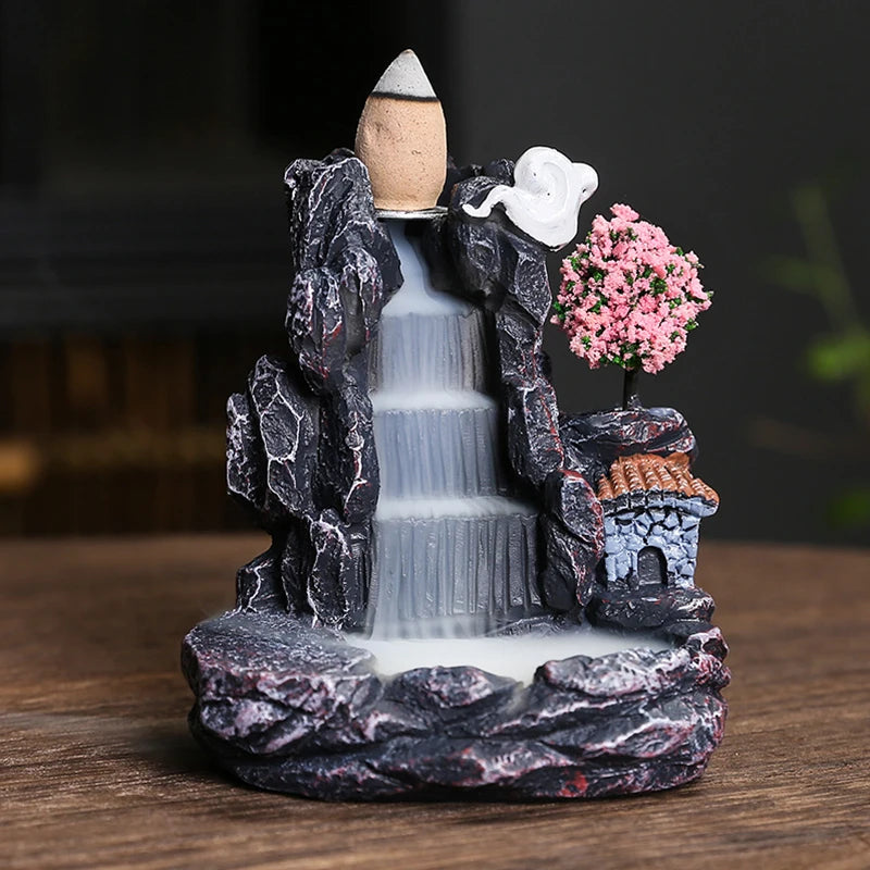Tranquil Cascade Backflow Incense Burner – Mountain River Aromatherapy Ornament