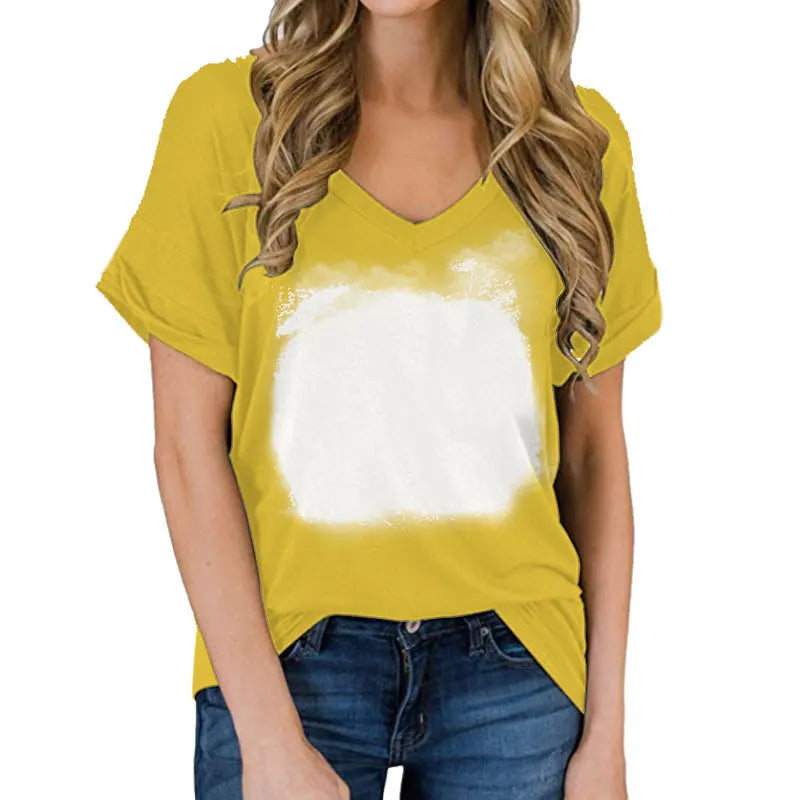 Thermal Sublimation Full Body For Color Print Blank Pattern V-neck T-shirt Polyester Short Sleeven Short Sleeve