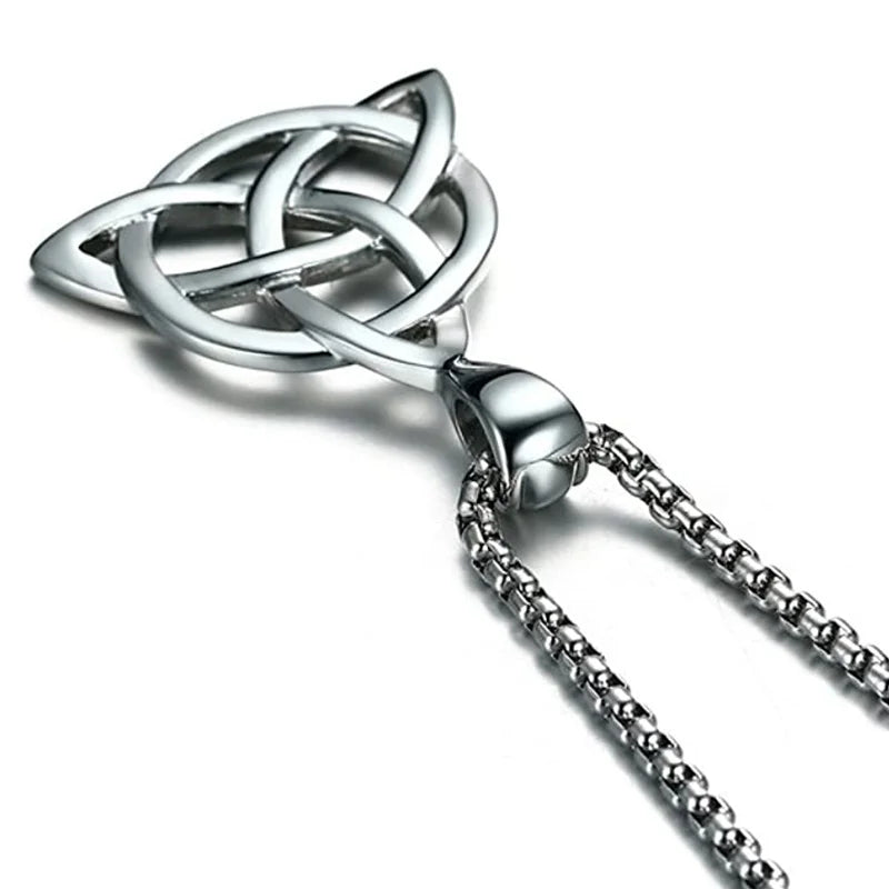 Mens Jewellery Lucky Triquetra Trinity Knot Charm Pendant Necklace for Men Stainless Steel Irish Chain Necklace Vintage Jewelry