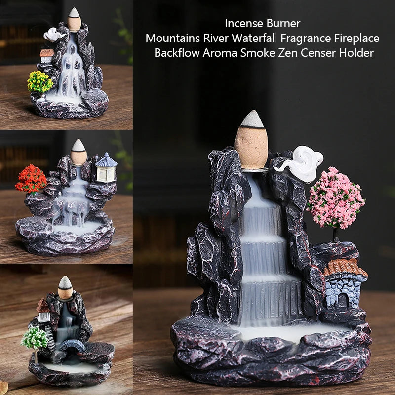 Tranquil Cascade Backflow Incense Burner – Mountain River Aromatherapy Ornament