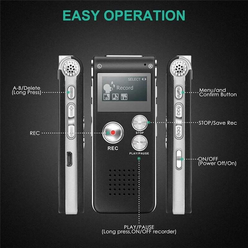 Phantom Pro EVP Recorder- 8GB Voice-Activated USB, Sleek Black Design for Ultimate Ghost Hunting Adventures.