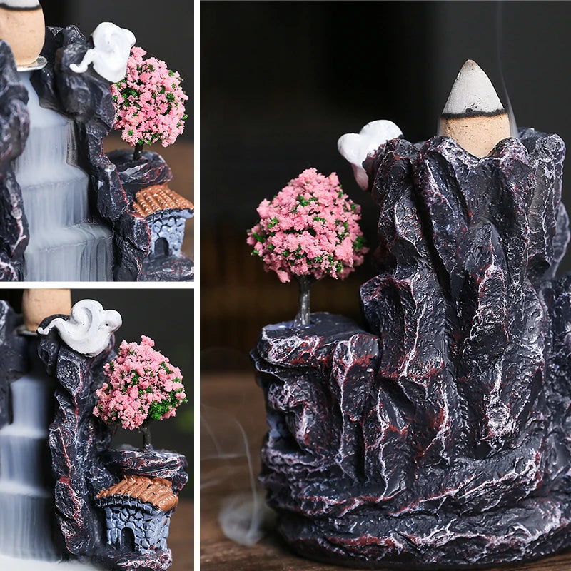 Tranquil Cascade Backflow Incense Burner – Mountain River Aromatherapy Ornament