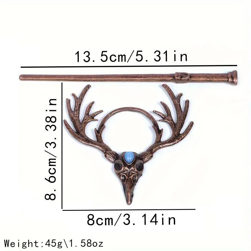 Charming Nordic Retro Viking Hairpin – Gothic Crow Skull & Antlers, Unique Temperament Jewelry for a Bold Statement