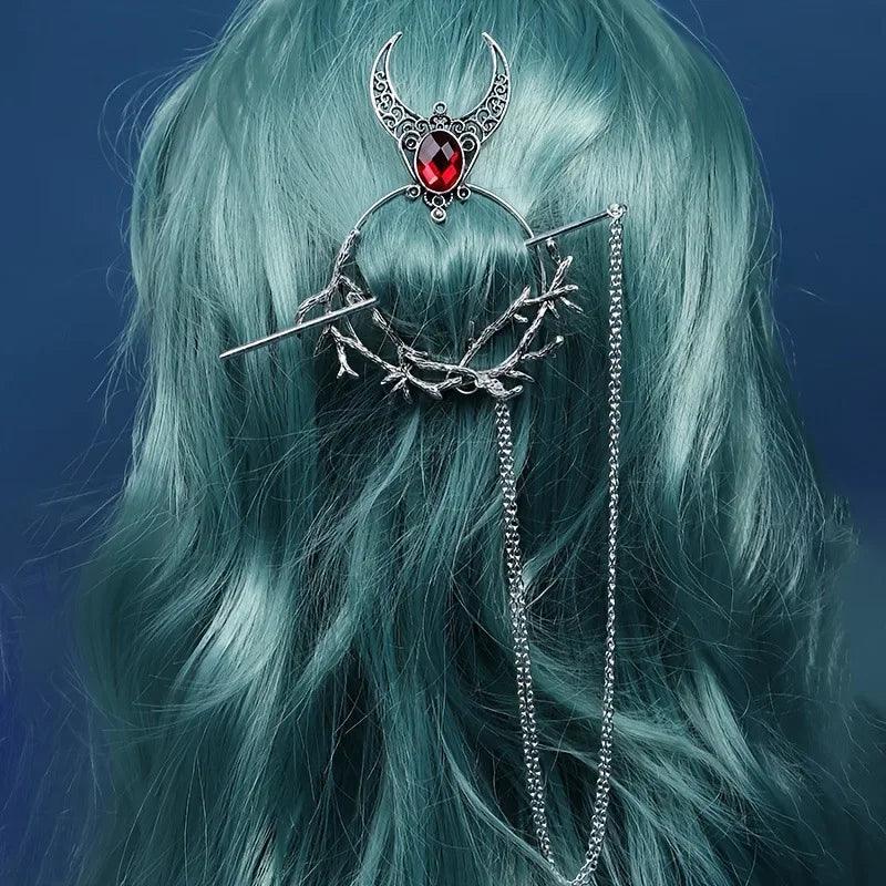 Charming Nordic Retro Viking Hairpin – Gothic Crow Skull & Antlers, Unique Temperament Jewelry for a Bold Statement