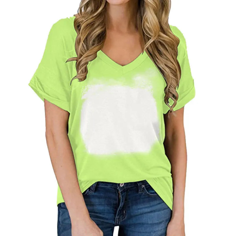 Thermal Sublimation Full Body For Color Print Blank Pattern V-neck T-shirt Polyester Short Sleeven Short Sleeve
