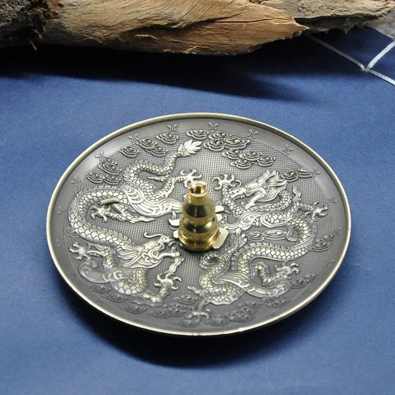 Dragon & Phoenix Antique Bronze Incense Holder – Zodiac Harmony Burner