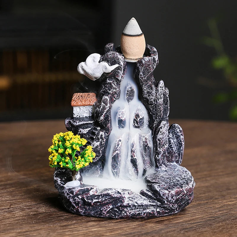 Tranquil Cascade Backflow Incense Burner – Mountain River Aromatherapy Ornament