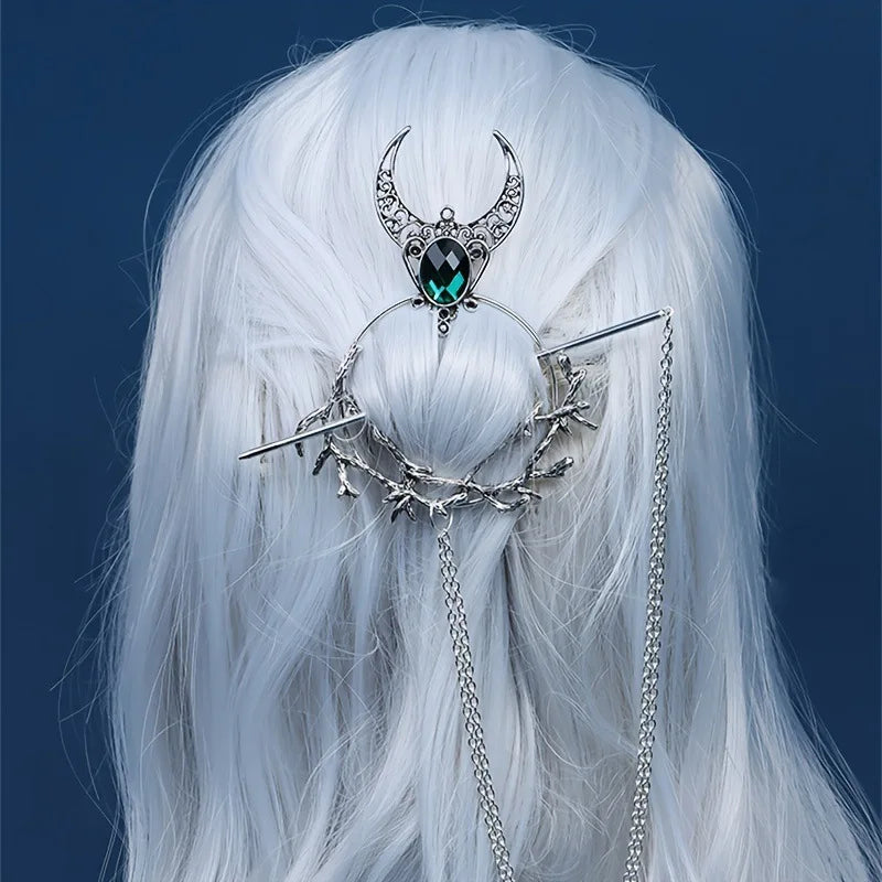 Charming Nordic Retro Viking Hairpin – Gothic Crow Skull & Antlers, Unique Temperament Jewelry for a Bold Statement
