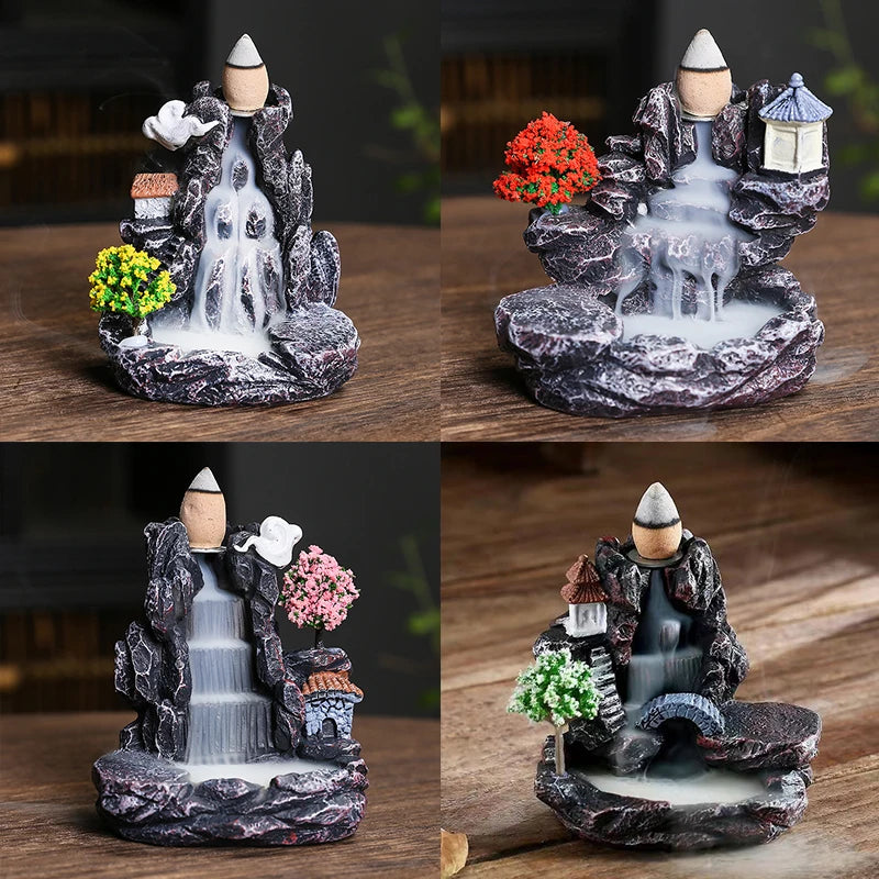 Tranquil Cascade Backflow Incense Burner – Mountain River Aromatherapy Ornament