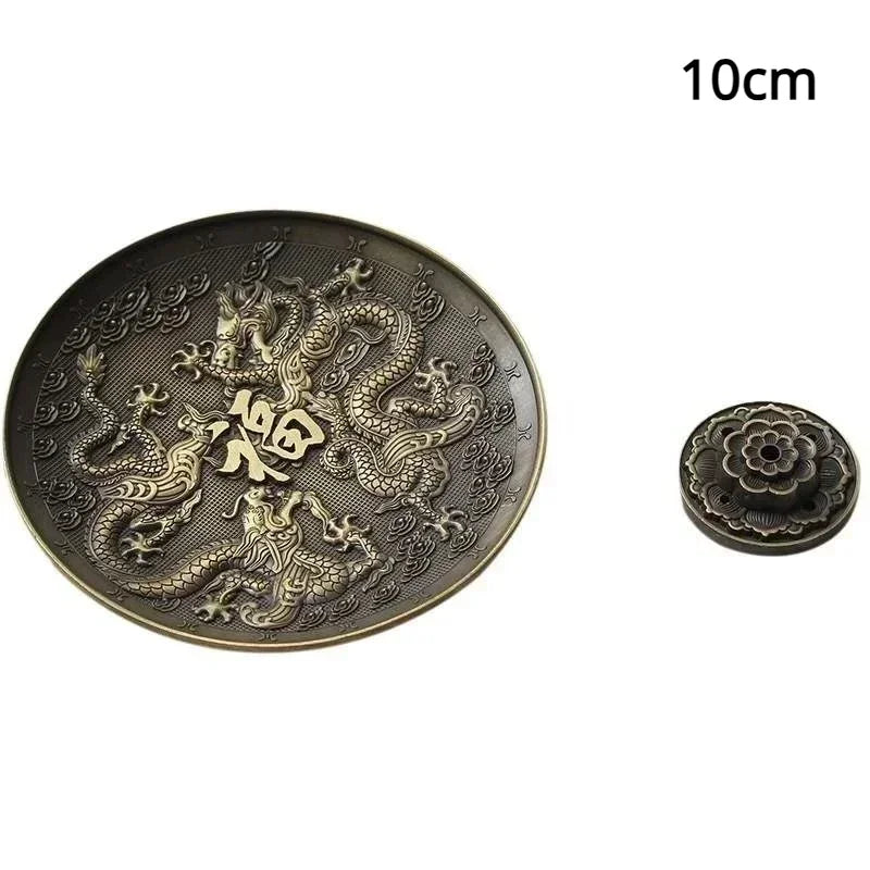 Dragon & Phoenix Antique Bronze Incense Holder – Zodiac Harmony Burner