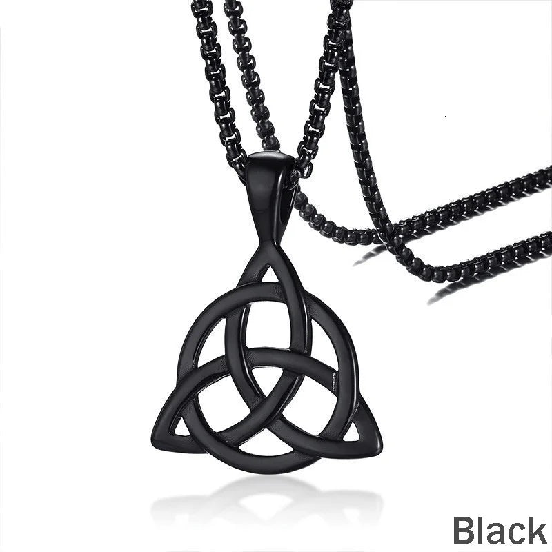 Mens Jewellery Lucky Triquetra Trinity Knot Charm Pendant Necklace for Men Stainless Steel Irish Chain Necklace Vintage Jewelry
