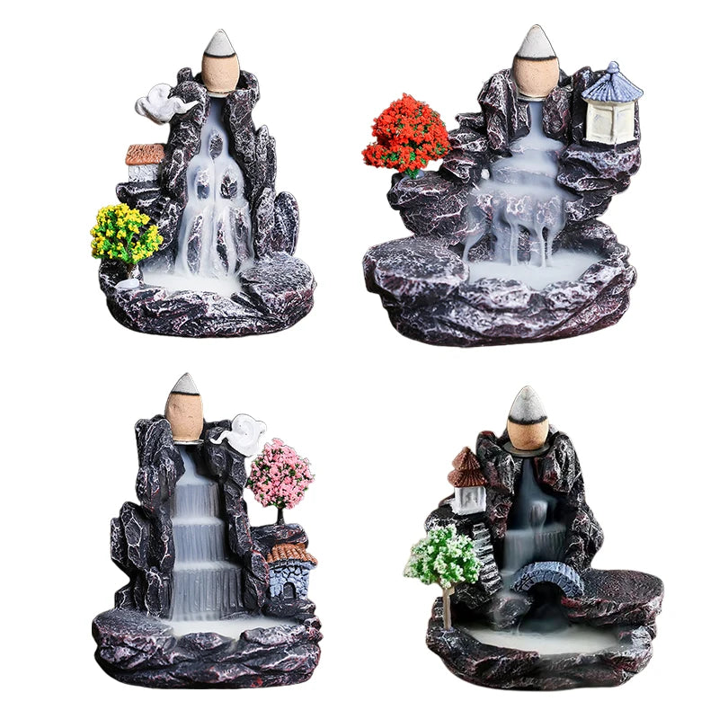 Tranquil Cascade Backflow Incense Burner – Mountain River Aromatherapy Ornament