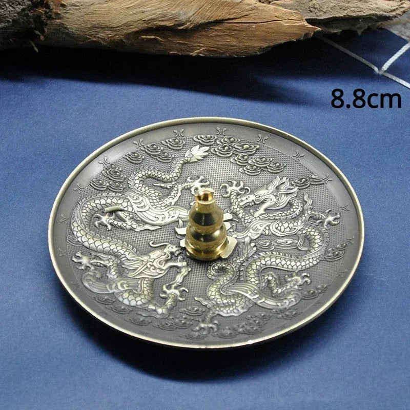 Dragon & Phoenix Antique Bronze Incense Holder – Zodiac Harmony Burner