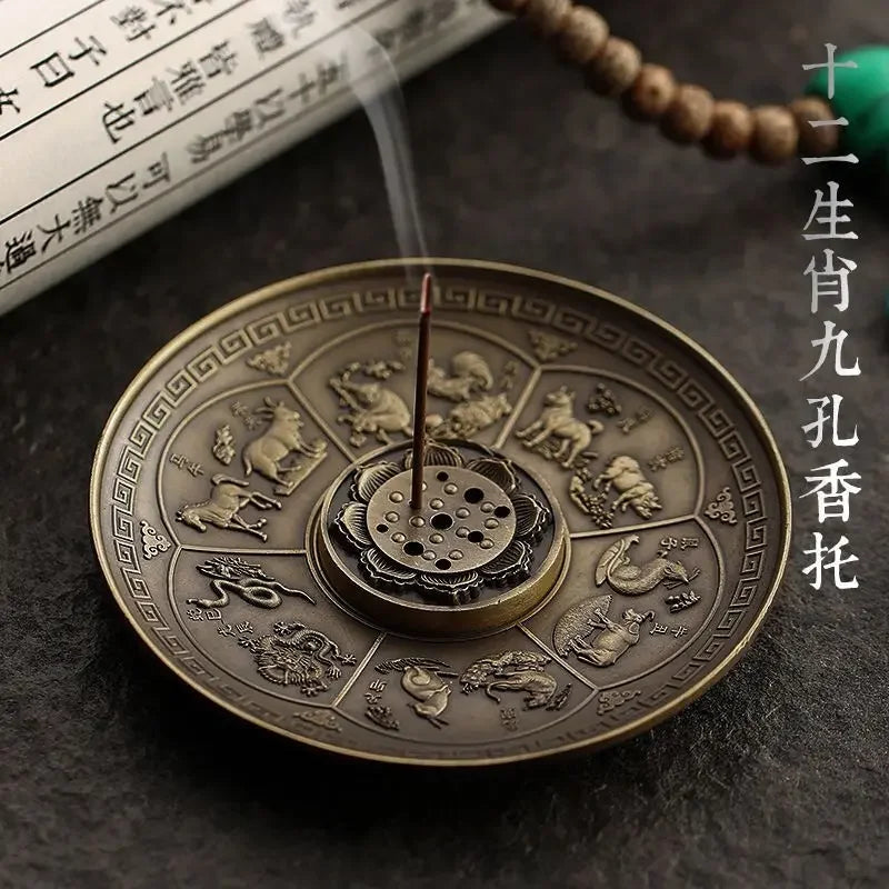 Dragon & Phoenix Antique Bronze Incense Holder – Zodiac Harmony Burner