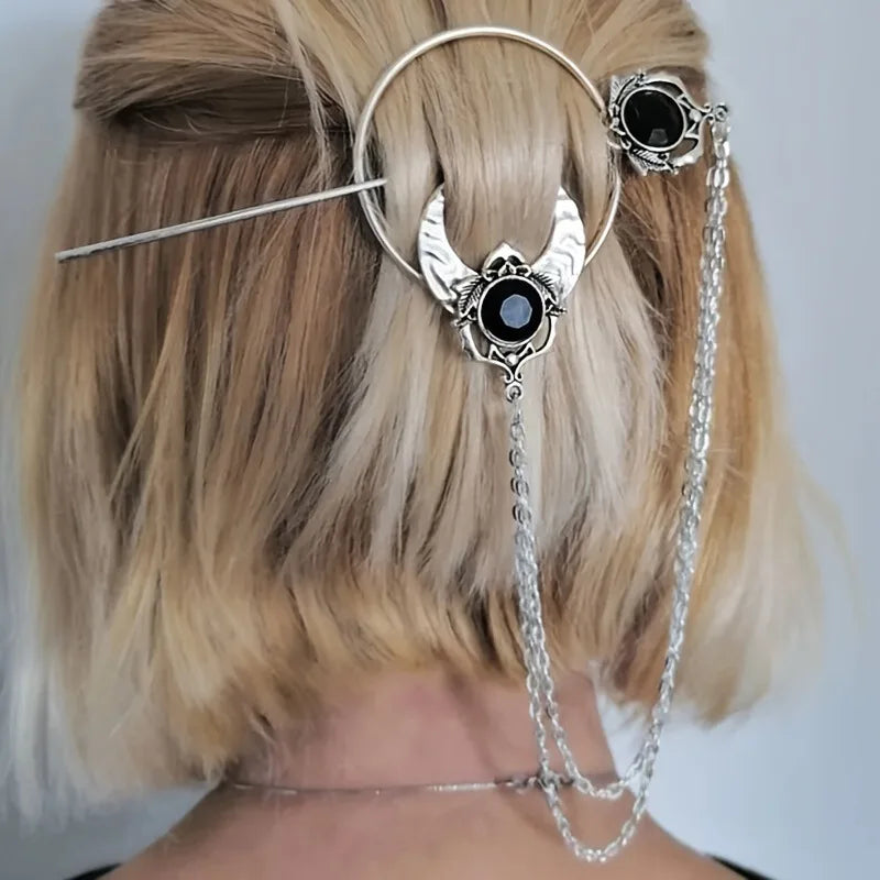 Charming Nordic Retro Viking Hairpin – Gothic Crow Skull & Antlers, Unique Temperament Jewelry for a Bold Statement