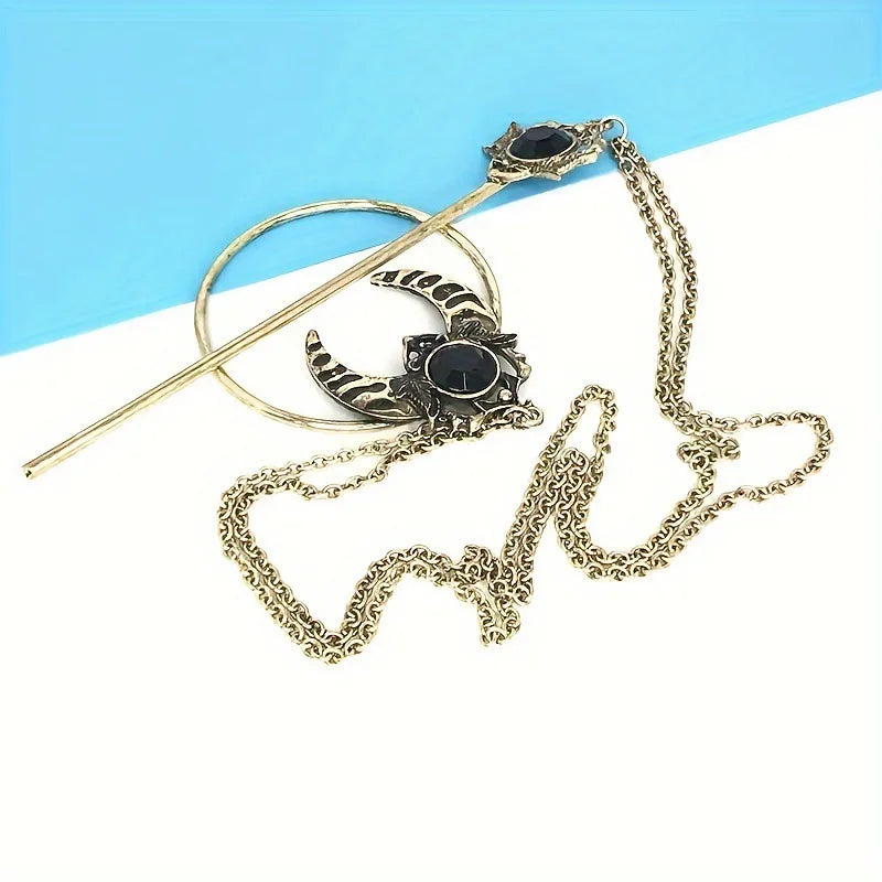 Charming Nordic Retro Viking Hairpin – Gothic Crow Skull & Antlers, Unique Temperament Jewelry for a Bold Statement