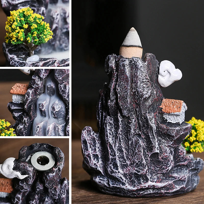 Tranquil Cascade Backflow Incense Burner – Mountain River Aromatherapy Ornament