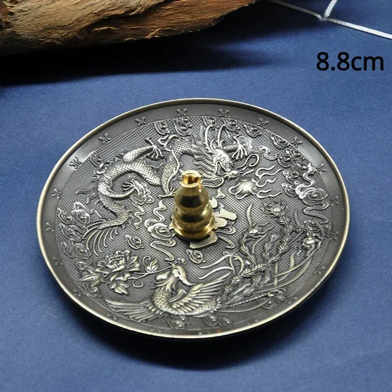 Dragon & Phoenix Antique Bronze Incense Holder – Zodiac Harmony Burner