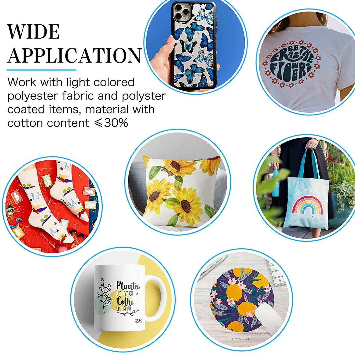 HTVRONT 150 Sheets A4(US)8.5 x 11 inches Sublimation Paper Heat Transfer Paper for Inkjet Printer T-shirt Clothes Printing 120g