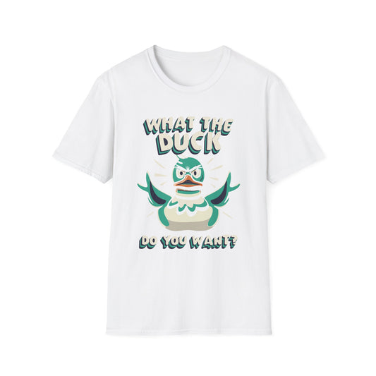 Funny Duck Graphic Tee, Unisex Softstyle T-Shirt, Quirky Gift for Nature Lovers, Casual Summer Wear, Perfect for Birthdays or Parties
