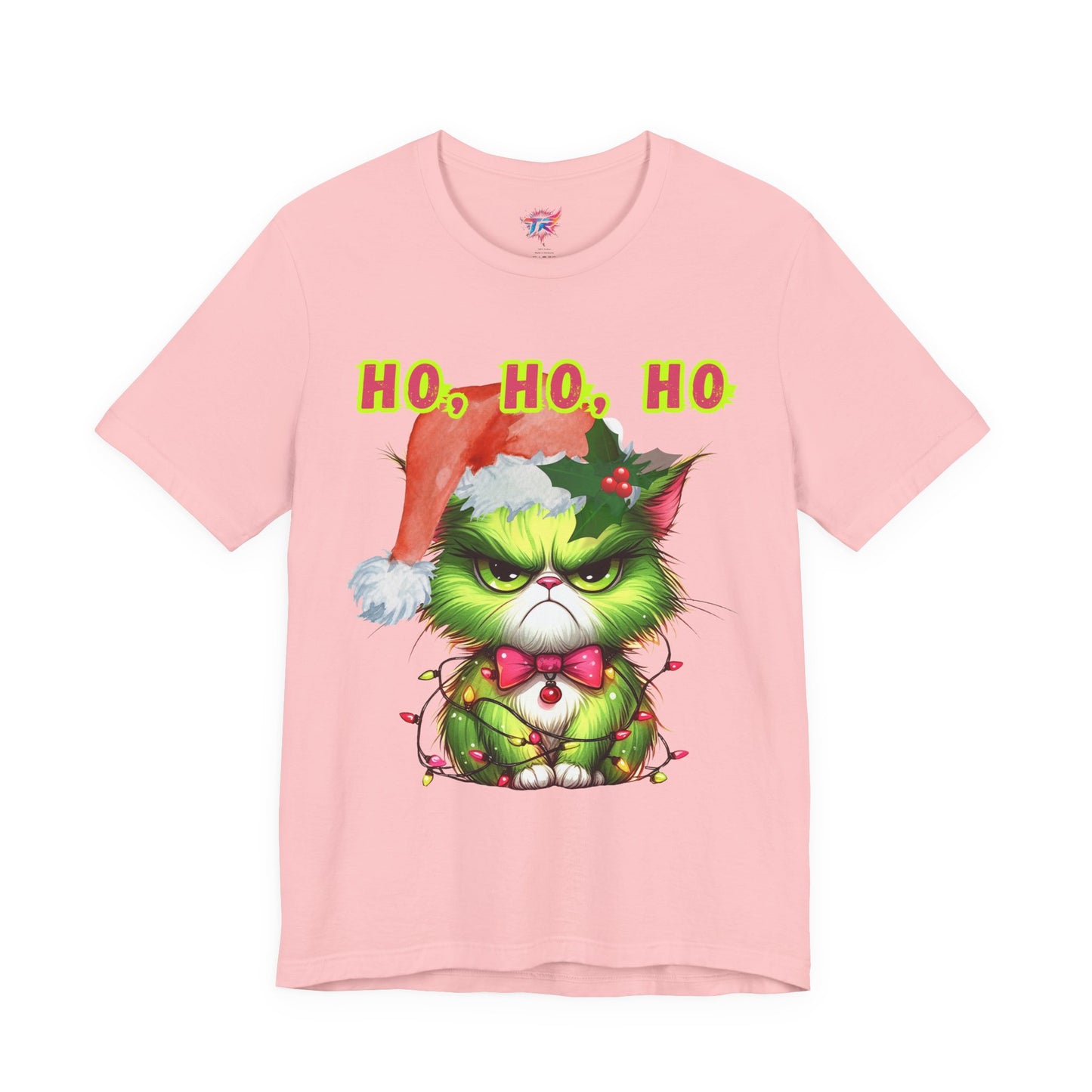 Christmas Cat Unisex Tee Shirt, Angry Cat with Santa Hat, Ho, HO, ho Design, Holiday Tshirt, Funny Christmas Shirt, Cat Lover Gift, Xmas Tee
