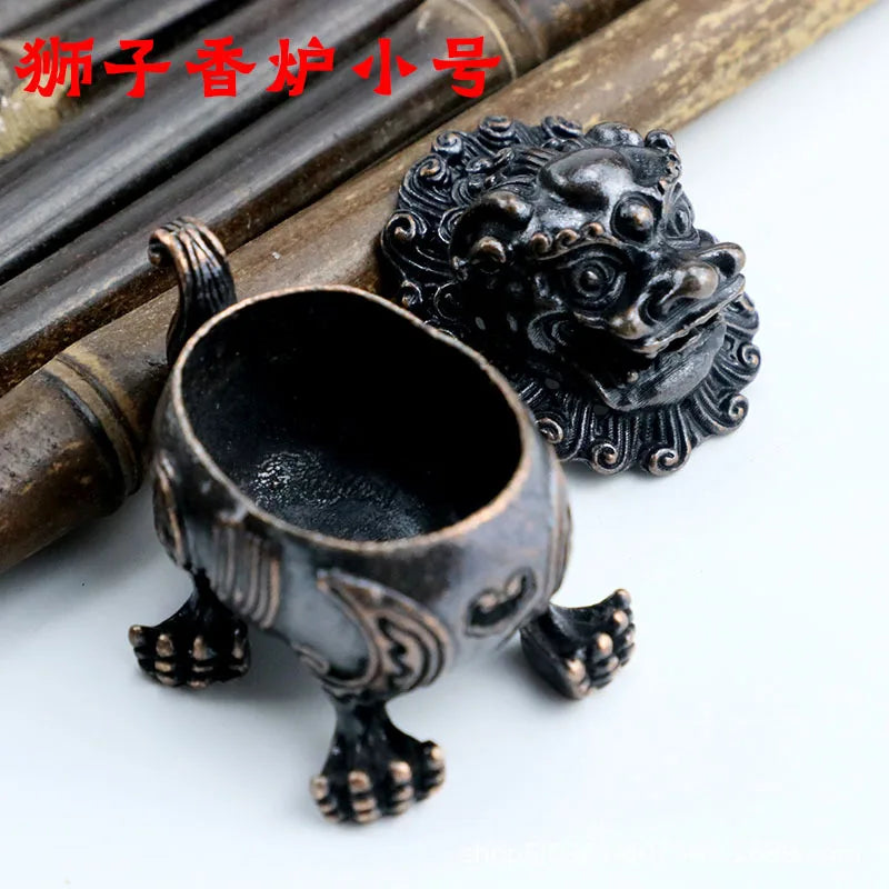 Lotus Harmony Incense Burner – Archaic Copper Buddhist Décor