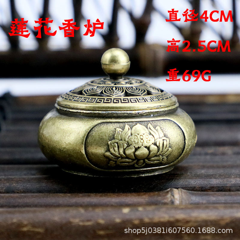 Lotus Harmony Incense Burner – Archaic Copper Buddhist Décor