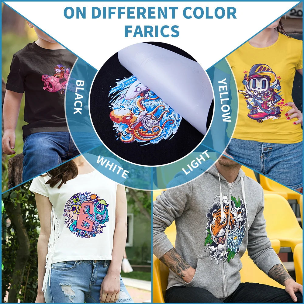 WOWOCUT A3 DTF Transfer Film (100 Sheets) – Premium Direct to Film PET Paper for Light & Dark Fabrics