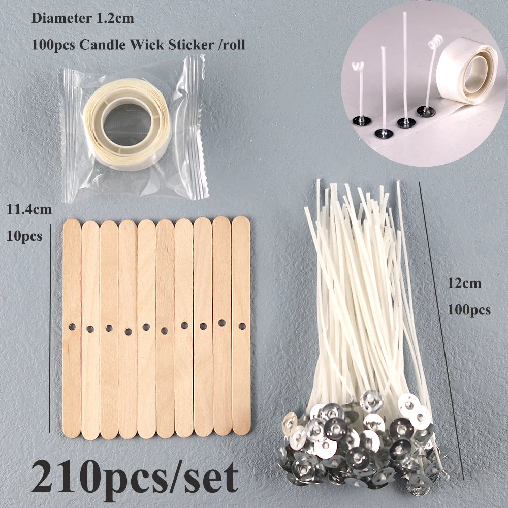 Smokeless Candle Wicks 2.6-20cm Pre-Waxed Cotton Core Wicks with Metal Sustainer Tabs DIY Handmade Candle Making Tools