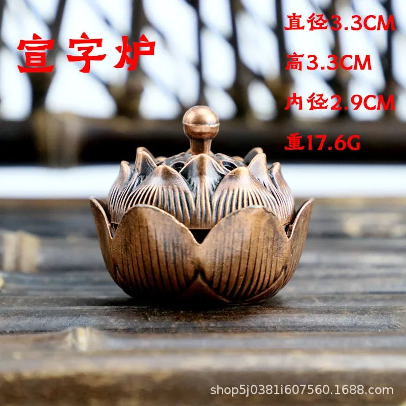 Lotus Harmony Incense Burner – Archaic Copper Buddhist Décor