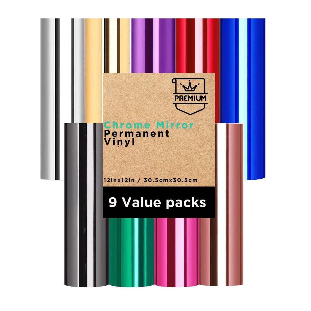 12" x 12" Metallic Permanent Adhesive Vinyl Sheets for Cricut – Mirror Finish DIY Craft Vinyl for Decoration & Custom Decals