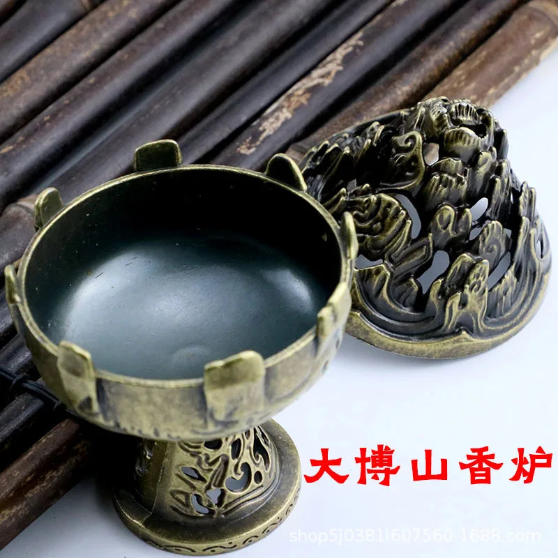 Lotus Harmony Incense Burner – Archaic Copper Buddhist Décor