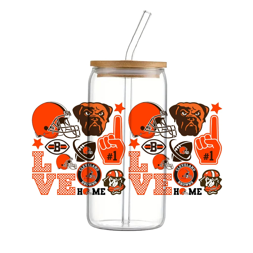 Soccer & Football Sports UV DTF Cup Wrap – 16oz Libbey Glass Can Transfer | Waterproof 3D Sticker