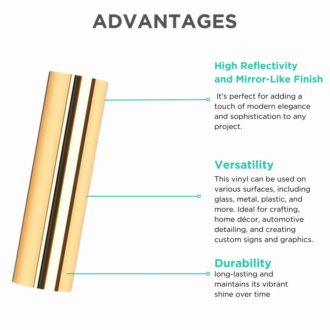 12" x 12" Metallic Permanent Adhesive Vinyl Sheets for Cricut – Mirror Finish DIY Craft Vinyl for Decoration & Custom Decals