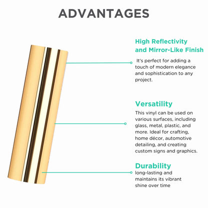 12" x 12" Metallic Permanent Adhesive Vinyl Sheets for Cricut – Mirror Finish DIY Craft Vinyl for Decoration & Custom Decals