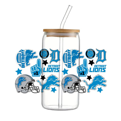 Soccer & Football Sports UV DTF Cup Wrap – 16oz Libbey Glass Can Transfer | Waterproof 3D Sticker