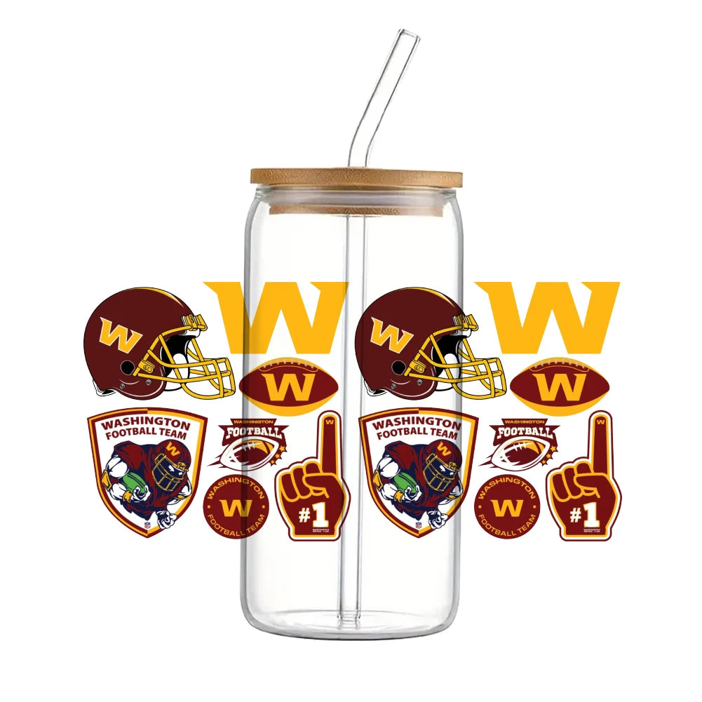 Soccer & Football Sports UV DTF Cup Wrap – 16oz Libbey Glass Can Transfer | Waterproof 3D Sticker