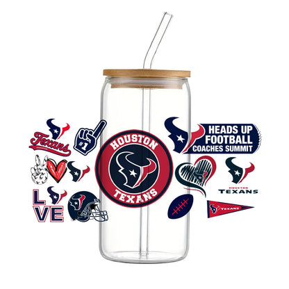 Soccer & Football Sports UV DTF Cup Wrap – 16oz Libbey Glass Can Transfer | Waterproof 3D Sticker