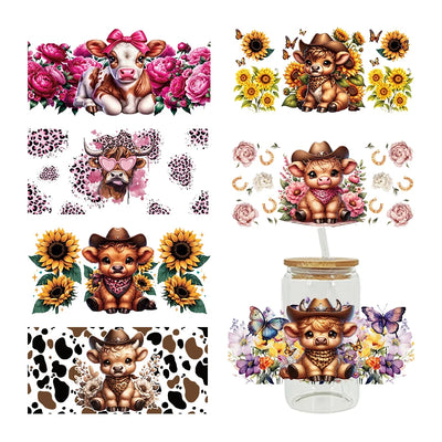 3D Animal Print UV DTF Cup Wrap – 16oz Libbey Glass Can Transfer | DIY Waterproof Sticker for Glass, Ceramic & Metal