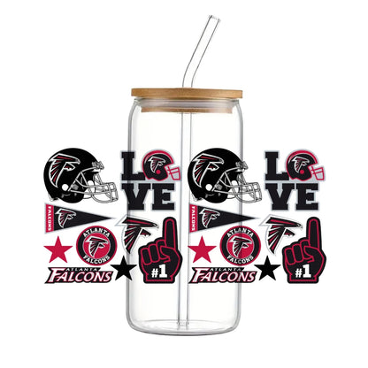 Soccer & Football Sports UV DTF Cup Wrap – 16oz Libbey Glass Can Transfer | Waterproof 3D Sticker