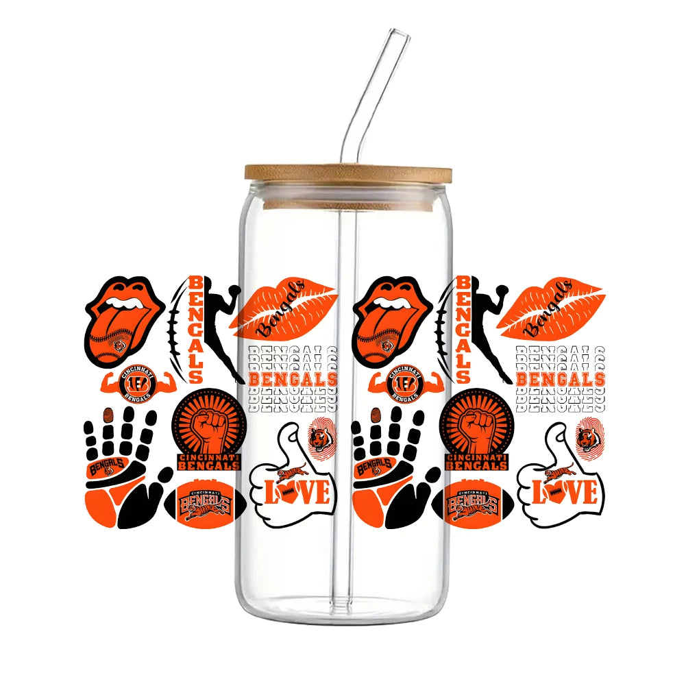 Soccer & Football Sports UV DTF Cup Wrap – 16oz Libbey Glass Can Transfer | Waterproof 3D Sticker