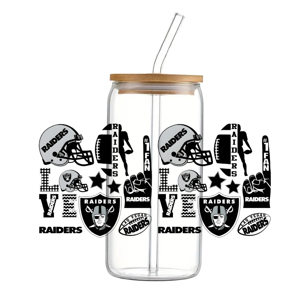 Soccer & Football Sports UV DTF Cup Wrap – 16oz Libbey Glass Can Transfer | Waterproof 3D Sticker