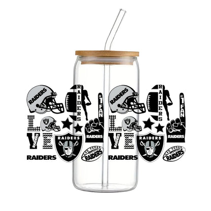 Soccer & Football Sports UV DTF Cup Wrap – 16oz Libbey Glass Can Transfer | Waterproof 3D Sticker