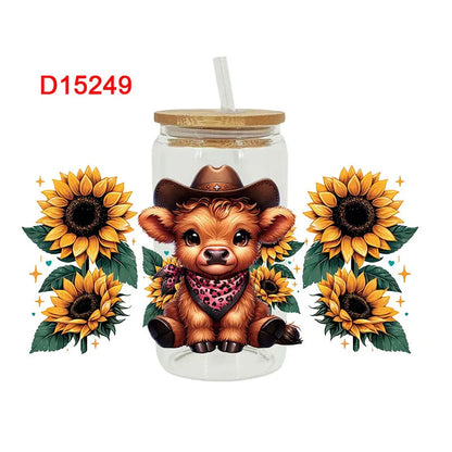 3D Animal Print UV DTF Cup Wrap – 16oz Libbey Glass Can Transfer | DIY Waterproof Sticker for Glass, Ceramic & Metal