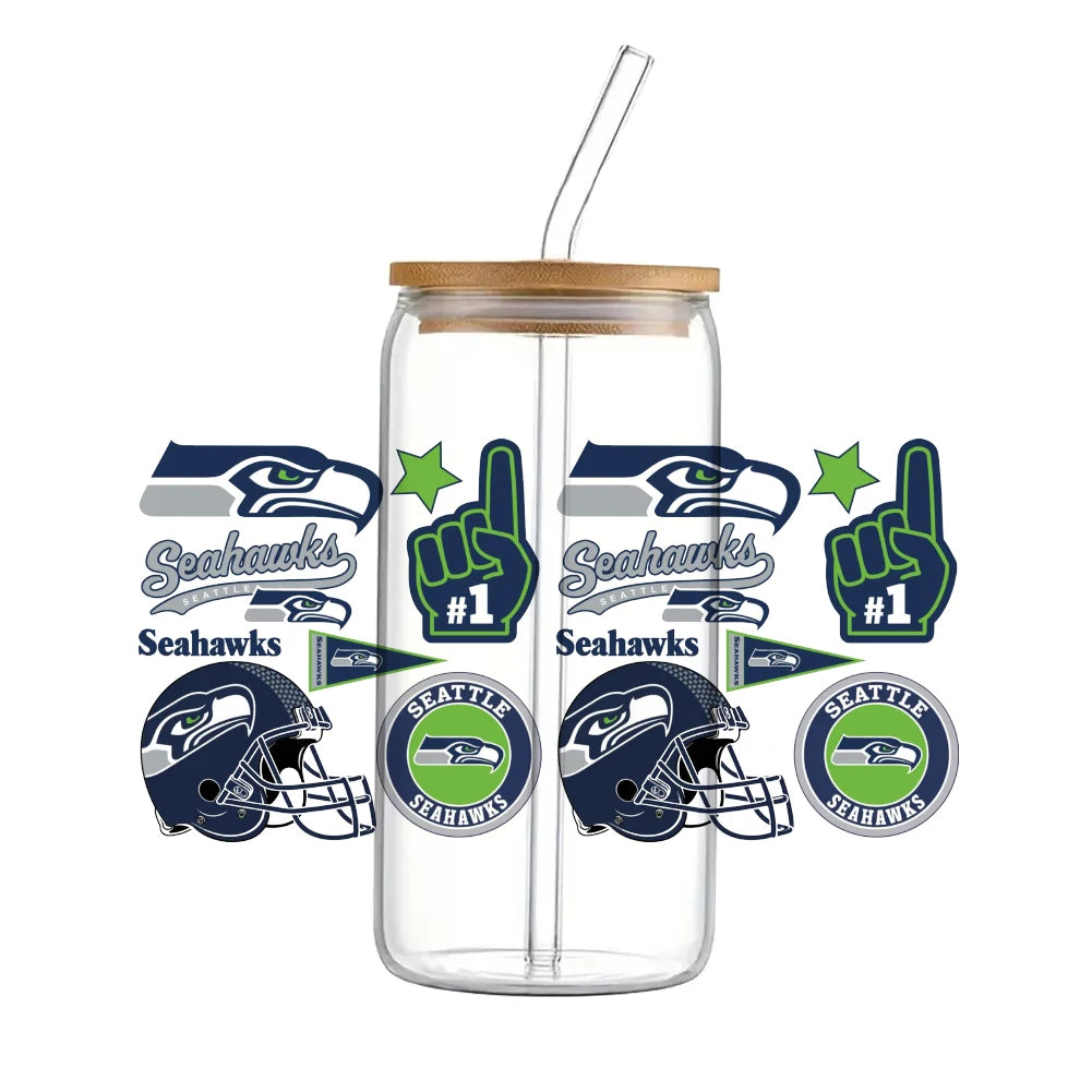 Soccer & Football Sports UV DTF Cup Wrap – 16oz Libbey Glass Can Transfer | Waterproof 3D Sticker
