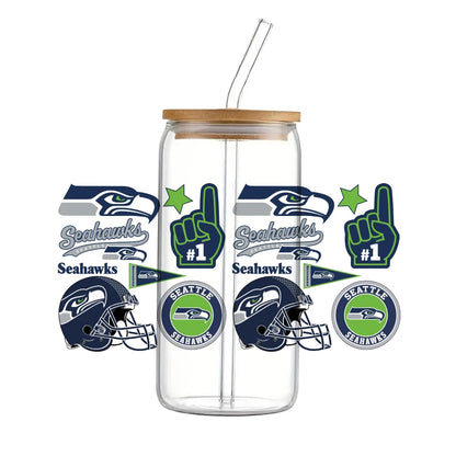 Soccer & Football Sports UV DTF Cup Wrap – 16oz Libbey Glass Can Transfer | Waterproof 3D Sticker