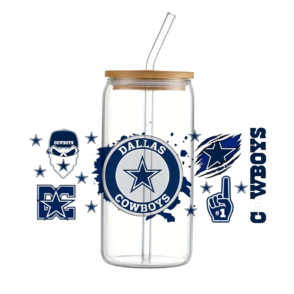 Soccer & Football Sports UV DTF Cup Wrap – 16oz Libbey Glass Can Transfer | Waterproof 3D Sticker